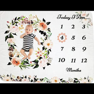 Baby Monthly Milestone Blanket Girl Or Boy - Shower Gifts Decor Flower Headband